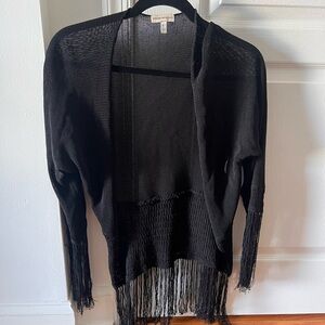 Armani Black Fringe Open-Front Sweater- made in Italy